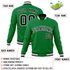 Green Black-White Varsity Full-Snap Letterman Jacket 4