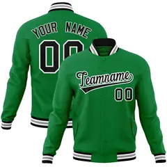 Green Black-White Varsity Full-Snap Letterman Jacket