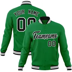 Green Black-White Varsity Full-Snap Letterman Jacket
