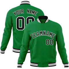 Green Black-White Varsity Full-Snap Letterman Jacket