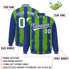 Green Blade Pattern Raglan Varsity Letterman Baseball Jacket 2