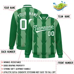 Green Blade Pattern Raglan Varsity Letterman Baseball Jacket 2