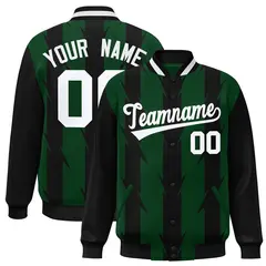 Green Blade Pattern Raglan Varsity Letterman Baseball Jacket 1