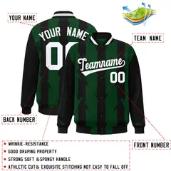 Green Blade Pattern Raglan Varsity Letterman Baseball Jacket 2
