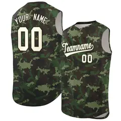 Green Brown Camo Sleeveless Baseball Jersey