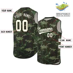 Green Brown Camo Sleeveless Baseball Jersey 2