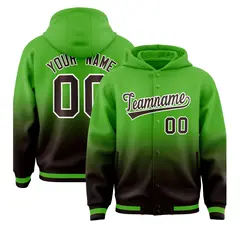 Green Brown Gradient Varsity Letterman Full-Snap Jacket Hoodie