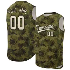 Green Brown-Khaki Camo Sleeveless Baseball Jersey