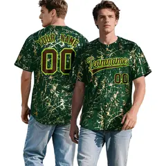 Green Brown Metallic Gold Splatter Baseball Jersey 1