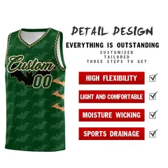 Green Buckskin Brown Bat Pattern Halloween Basketball Jersey 2
