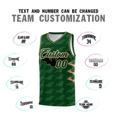 Green Buckskin Brown Bat Pattern Halloween Basketball Jersey 4