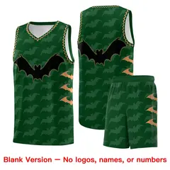 Green Buckskin Brown Bat Pattern Halloween Basketball Jersey 7