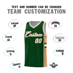 Green Buckskin Brown Color Block Basketball Jersey 4