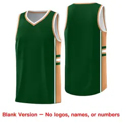 Green Buckskin Brown Color Block Basketball Jersey 6