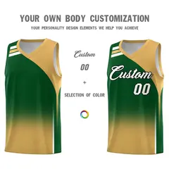 Green Buckskin Brown Gradient Basketball Jersey 3
