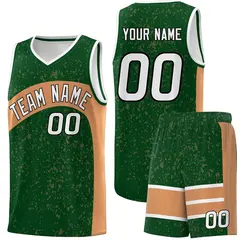 Green Buckskin Brown Irregular Dot Graffiti Basketball Jersey 1