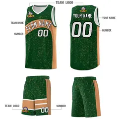 Green Buckskin Brown Irregular Dot Graffiti Basketball Jersey 5