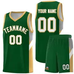 Green Buckskin Brown Side Design Basketball Jersey 1