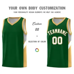 Green Buckskin Brown Side Design Basketball Jersey 3