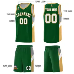 Green Buckskin Brown Side Design Basketball Jersey 5