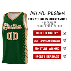 Green Buckskin Brown Side Symmetrical Line Pattern Basketball Jersey 2
