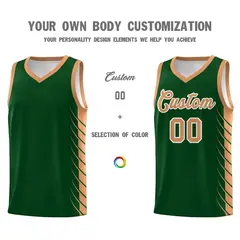 Green Buckskin Brown Side Symmetrical Line Pattern Basketball Jersey 3