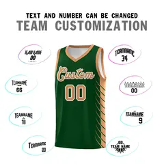 Green Buckskin Brown Side Symmetrical Line Pattern Basketball Jersey 4
