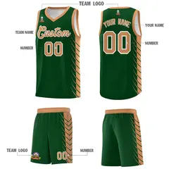 Green Buckskin Brown Side Symmetrical Line Pattern Basketball Jersey 5