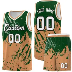 Green Buckskin Brown Snow Mountain Beast Pattern Basketball Jersey 1