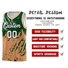 Green Buckskin Brown Snow Mountain Beast Pattern Basketball Jersey 2
