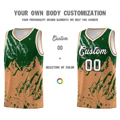 Green Buckskin Brown Snow Mountain Beast Pattern Basketball Jersey 3