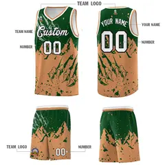 Green Buckskin Brown Snow Mountain Beast Pattern Basketball Jersey 5