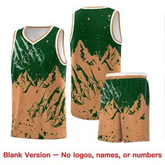 Green Buckskin Brown Snow Mountain Beast Pattern Basketball Jersey 7