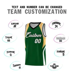 Green Buckskin Brown White Color Block Basketball Jersey 4