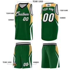 Green Buckskin Brown White Color Block Basketball Jersey 5