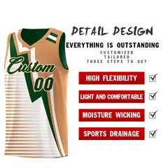 Green Buckskin Brown White Gradient Lightning Stripes Reversible Basketball Jersey 3