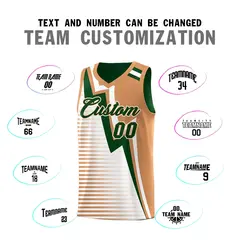Green Buckskin Brown White Gradient Lightning Stripes Reversible Basketball Jersey 4