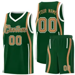 Green Buckskin Brown-White Ribbon Pattern Basketball Kits 1