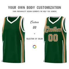 Green Buckskin Brown-White Ribbon Pattern Basketball Kits 3