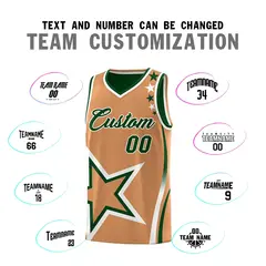 Green Buckskin Brown White Star Series Reversible Basketball Jersey 4