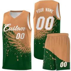 Green Buckskin Brown Wing Pattern Basketball Jersey 1