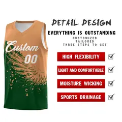 Green Buckskin Brown Wing Pattern Basketball Jersey 2