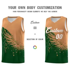 Green Buckskin Brown Wing Pattern Basketball Jersey 3