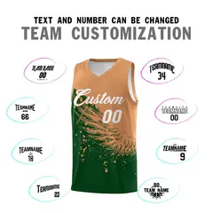 Green Buckskin Brown Wing Pattern Basketball Jersey 4