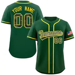 Green Camo Font Authentic Baseball Jersey 1