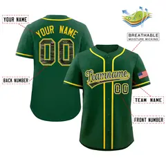 Green Camo Font Authentic Baseball Jersey 2