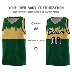 Green City Silhouette Pattern Basketball Uniform Jersey 3