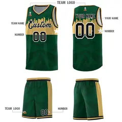 Green City Silhouette Pattern Basketball Uniform Jersey 5
