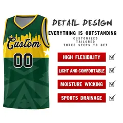 Green City Silhouette Pattern Basketball Uniform Jersey 2