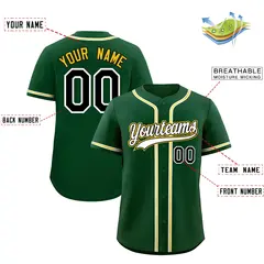 Green Classic Baseball Jersey Moisture-Wicking Team Uniform 2